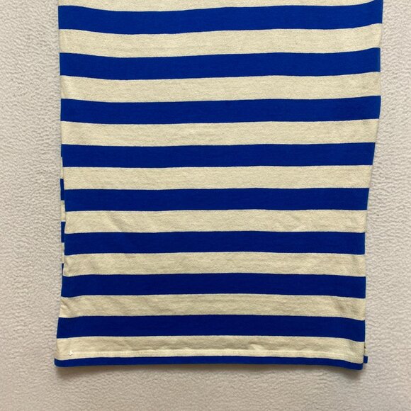 SEZANE Dress Womens XL Blue Cream EMY Stripes Button Shoulder Maxi - Picture 7 of 15